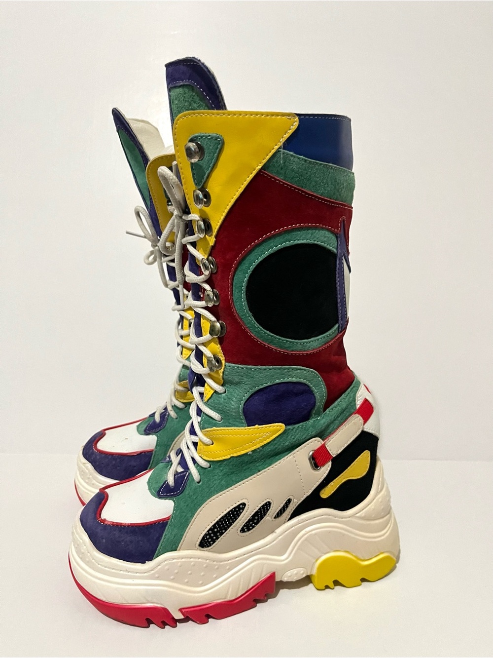 Anthony Wang Tangerine -02 Women's Multicolor Platform Lace-Up Boots